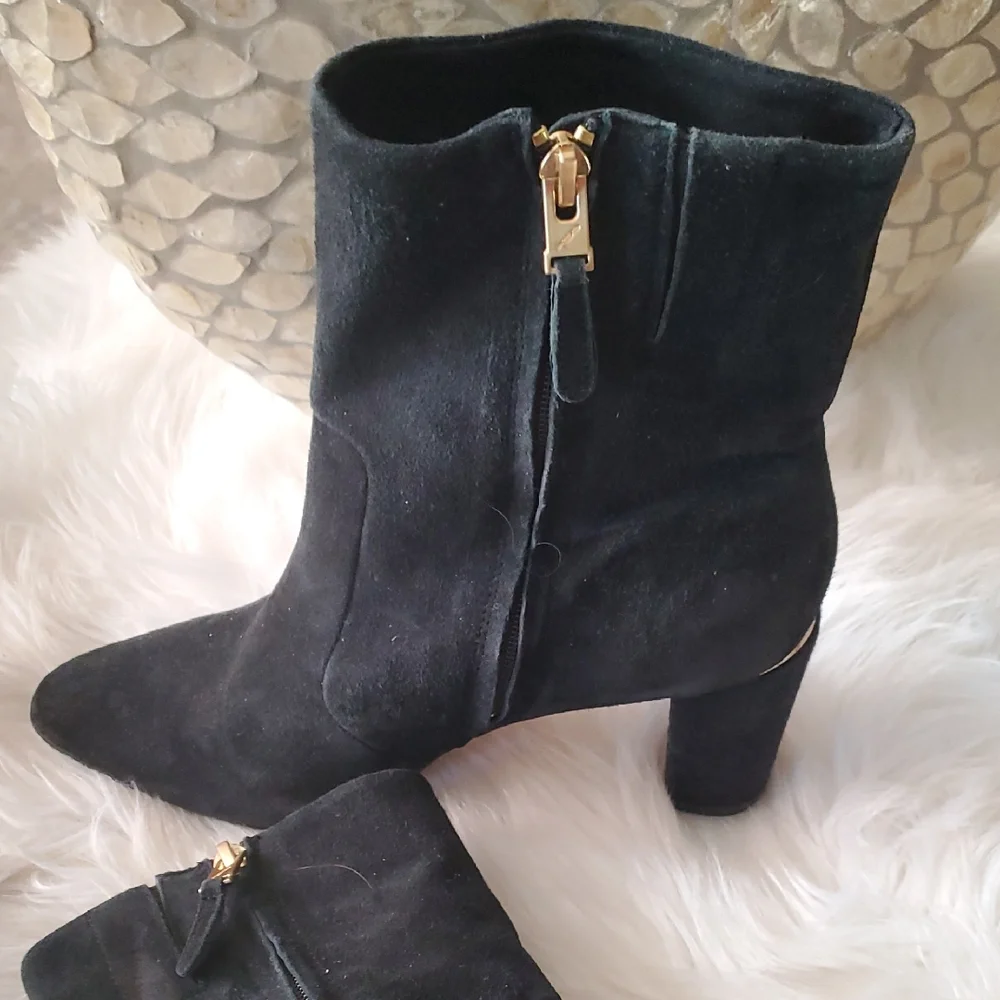 Brian Atwood Black Ankle Booties with Suede Finish - Picture 7 of 12